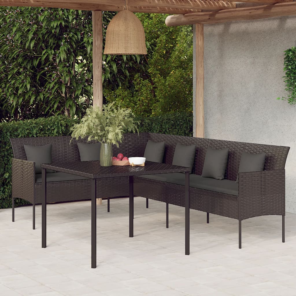 vidaXL Set da Pranzo da Giardino 2 pz con Cuscini Nero in Polyrattan