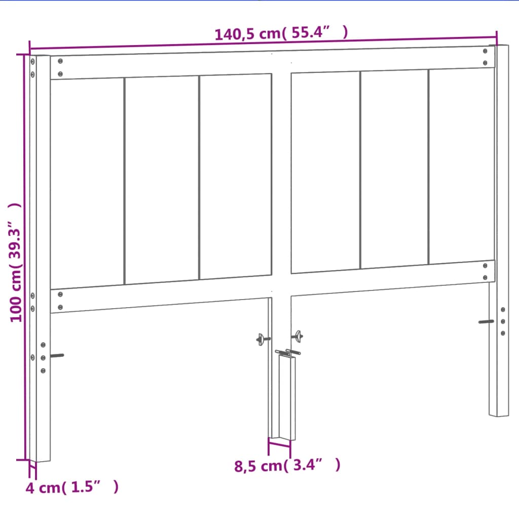 vidaXL Testiera Marrone Cera 135 cm in Legno Massello di Pino