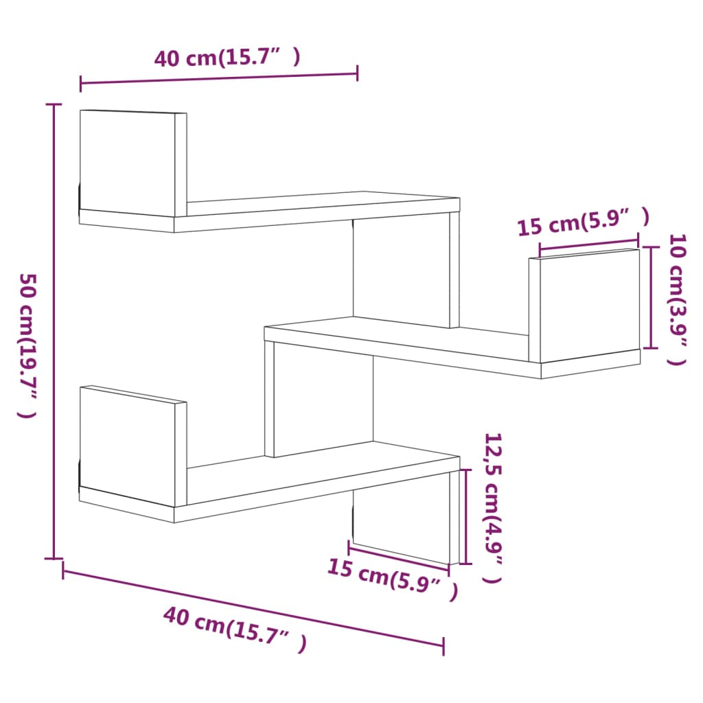 vidaXL Scaffale Parete Angolo Rovere Marrone 40x40x50cm Multistrato