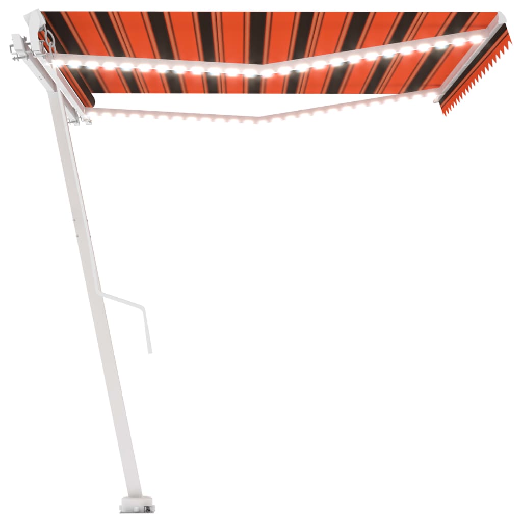 vidaXL Tenda da Sole Retrattile Manuale LED 450x350 cm Arancio Marrone