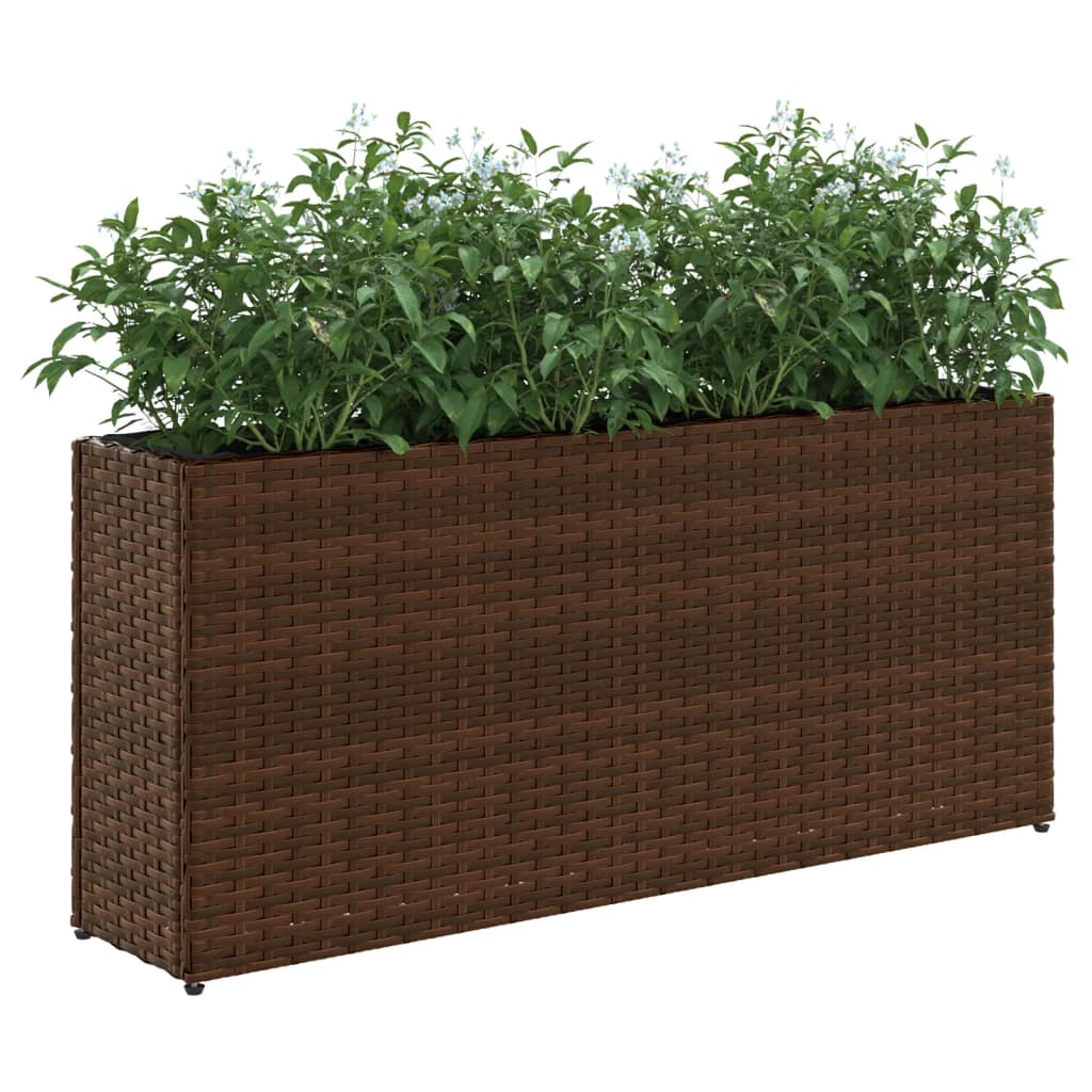 vidaXL Fioriere da Giardino con 2 Vasi Marrone 90x20x40 cm Polyrattan