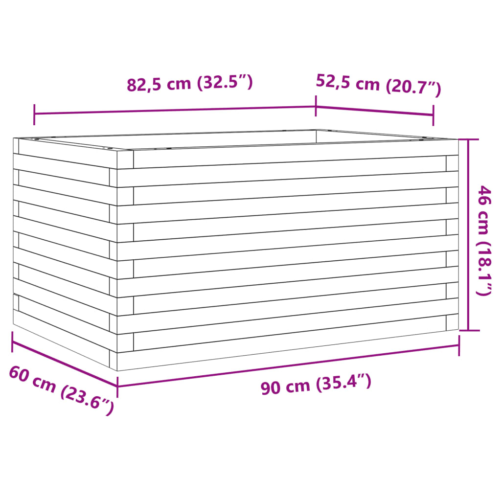 vidaXL Fioriera Giardino Marrone Cera 90x60x46 cm Legno Massello Pino