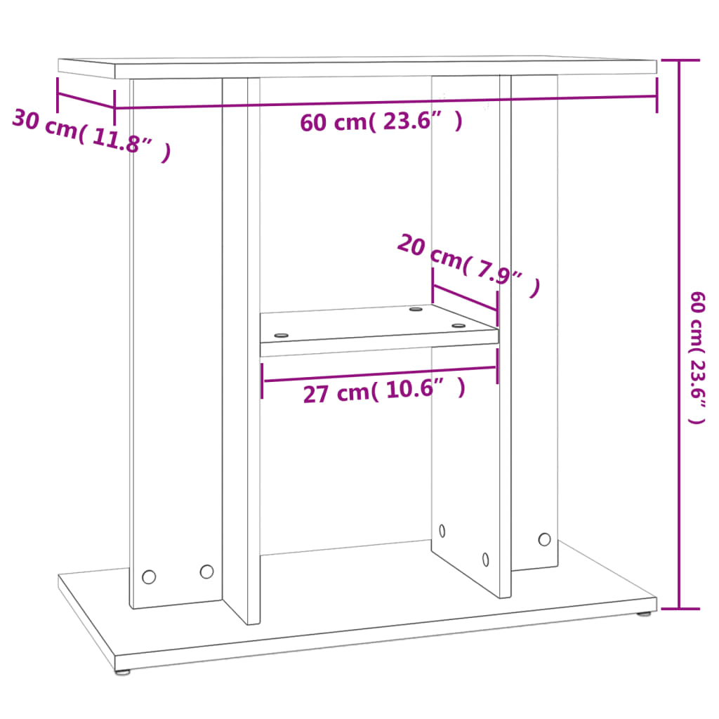 vidaXL Supporto Acquario 60x30x60cm in Legno Multistrato Grigio Sonoma