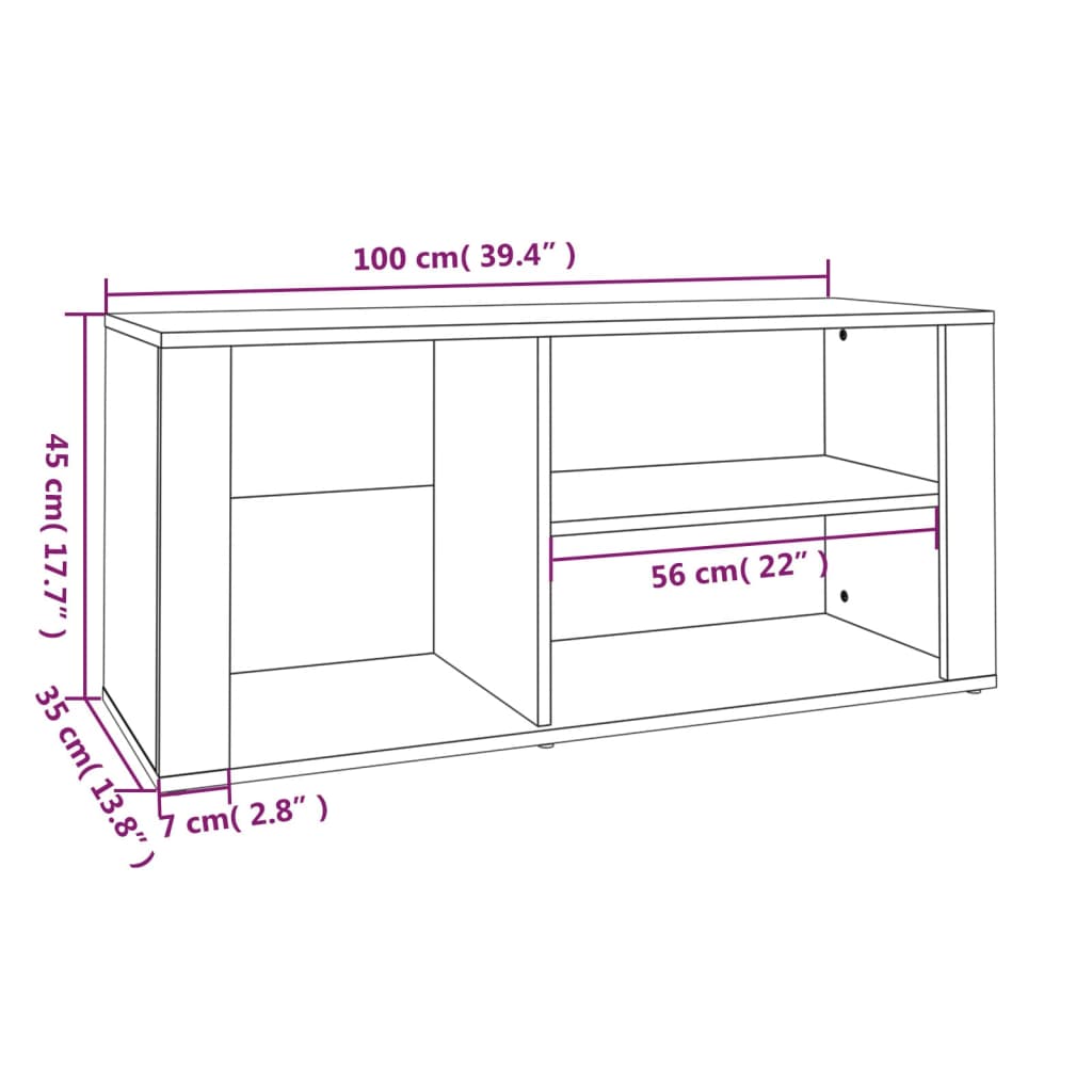 vidaXL Scarpiera Rovere Fumo 100x35x45 cm in Legno Multistrato