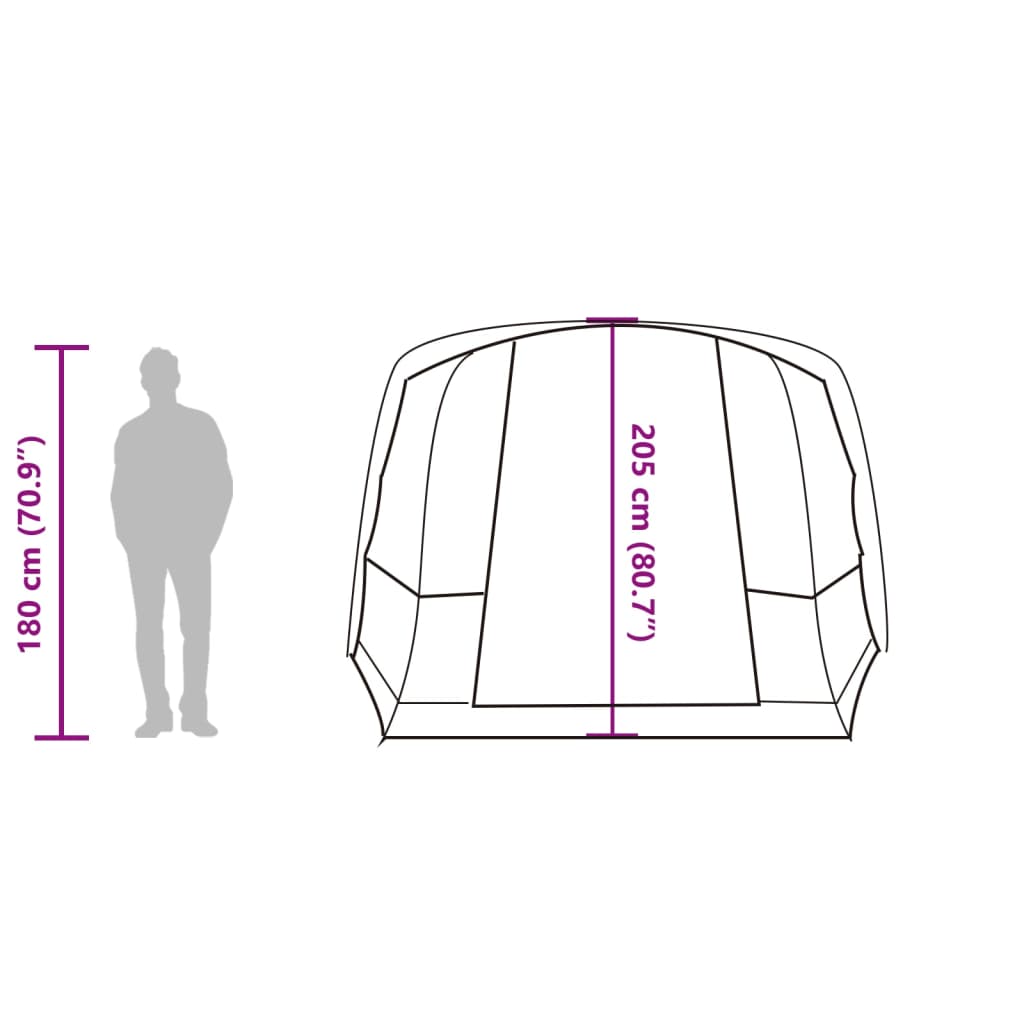 vidaXL Tenda da Campeggio a Tunnel per 4 Persone Grigio e Arancione