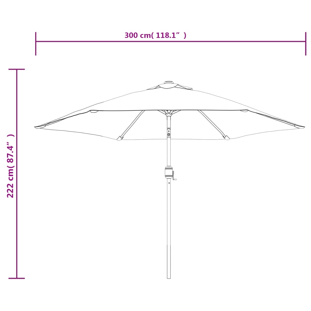 vidaXL Parasole Bianco Sabbia 3 m con Palo in Acciaio