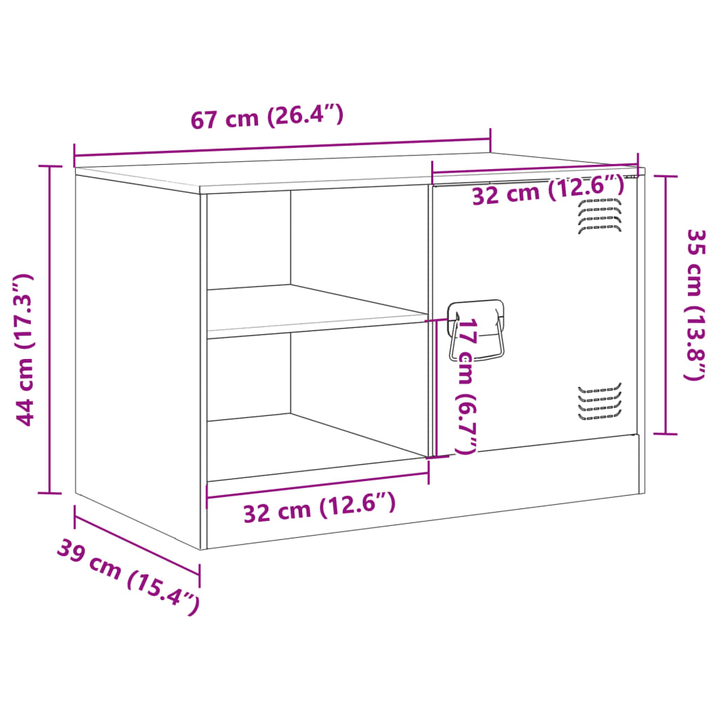 vidaXL Mobile TV Nero 67x39x44 cm in Acciaio