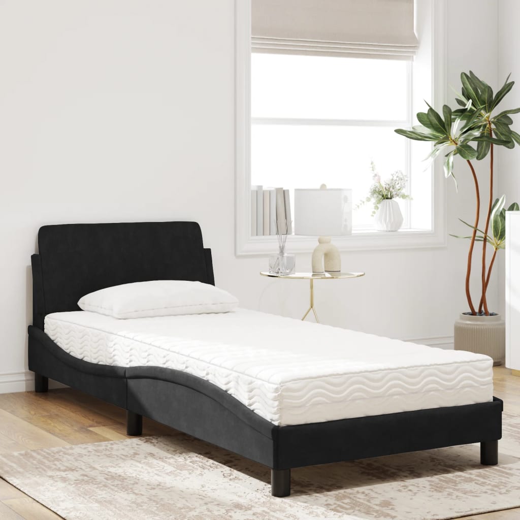 vidaXL Letto con Materasso Nero 80x200 cm in Velluto