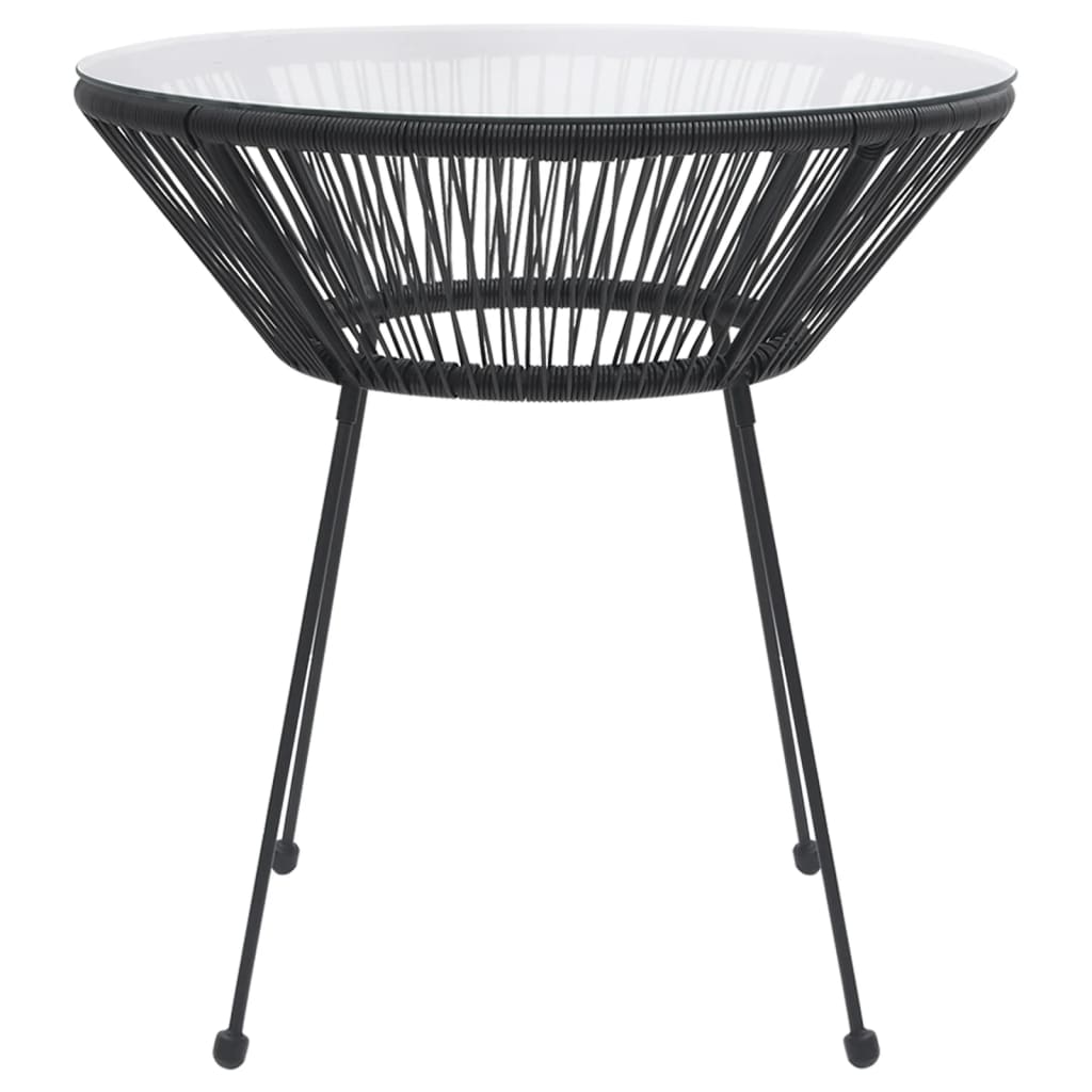 vidaXL Tavolo da Pranzo per Giardino Nero Ø70x74 cm in Rattan e Vetro