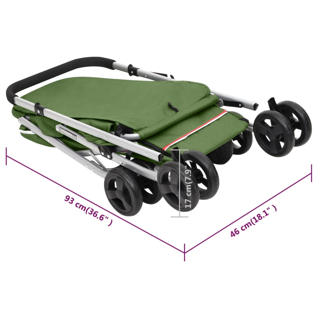 vidaXL Passeggino Cani Pieghevole Verde 100x49x96cm Tessuto di Lino