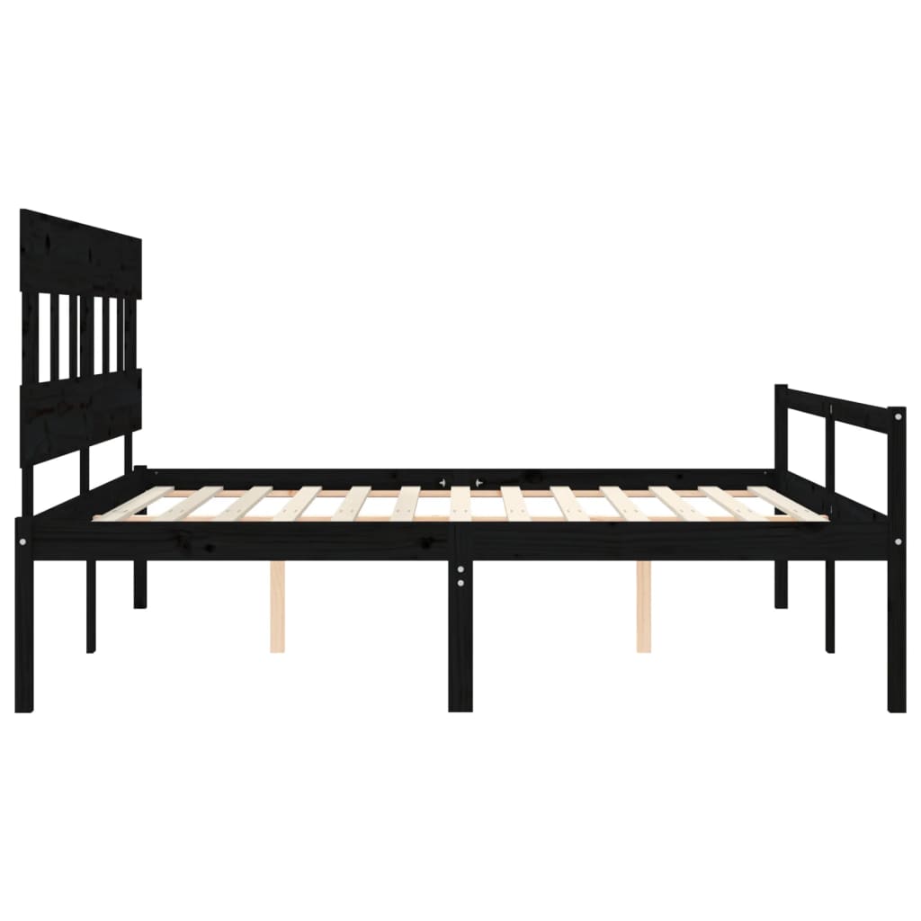 vidaXL Letto per Anziani con Testiera Nero 200x200 cm Legno Massello