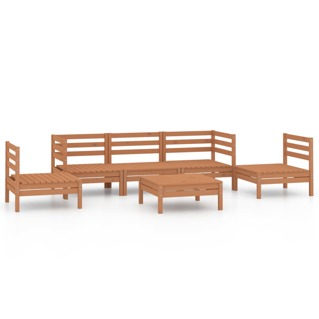 vidaXL Set Salotto da Giardino 6pz Marrone Ambra Legno Massello Pino