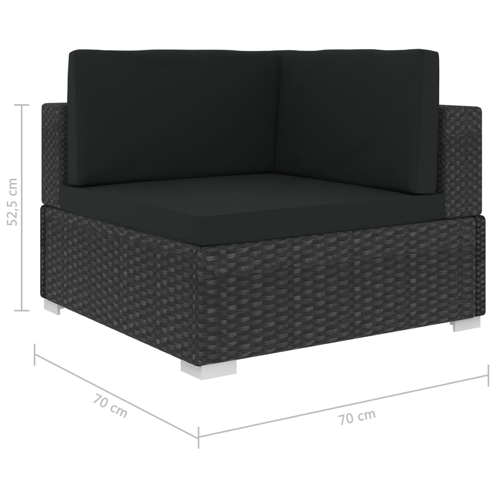 vidaXL Set Divani da Giardino 8 pz con Cuscini in Polyrattan Nero