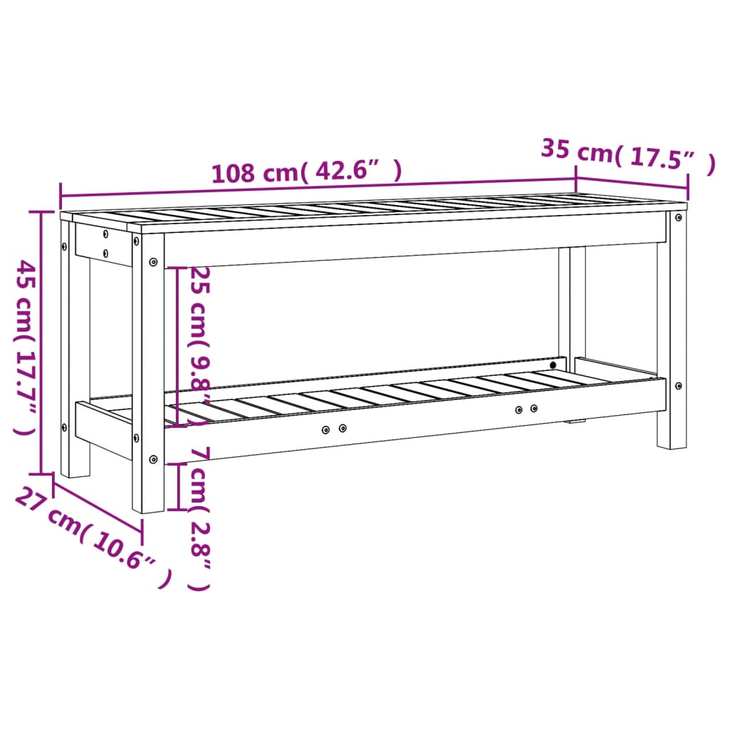 vidaXL Panca da Giardino Bianca 108x35x45 cm Legno Massello di Pino