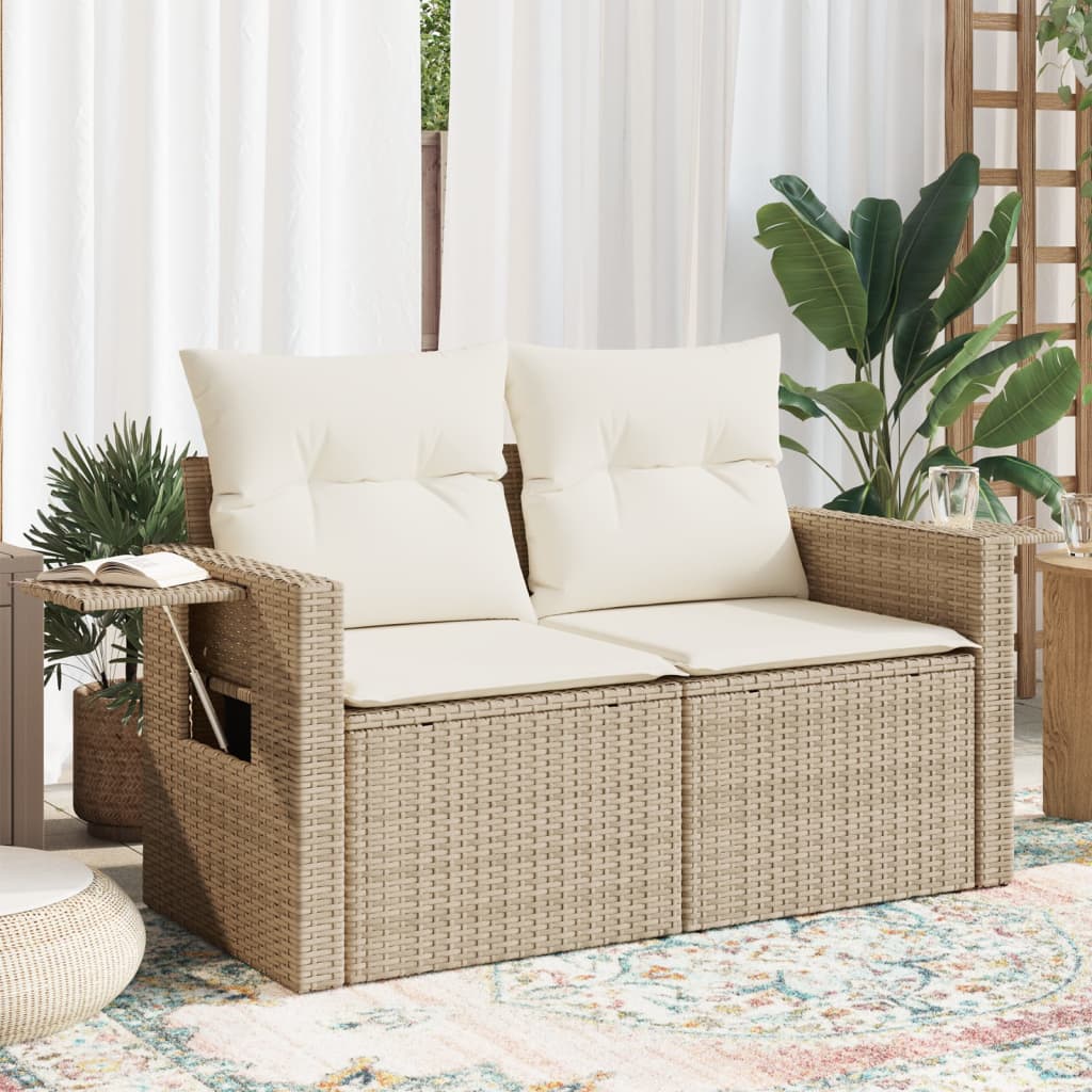 vidaXL Divano da Giardino con Cuscini a 2 Posti Beige in Polyrattan