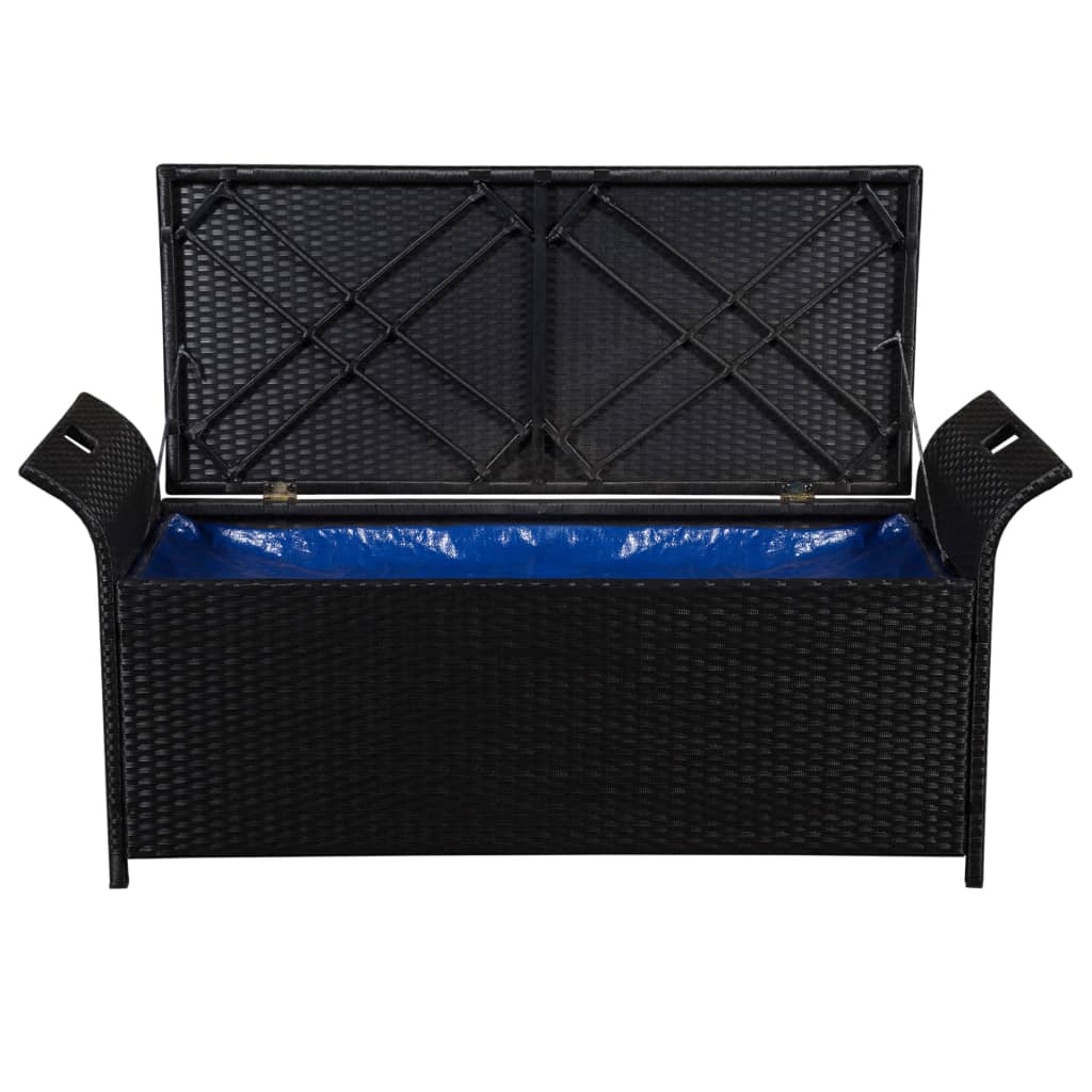 vidaXL Cassapanca con Cuscino 138 cm in Polyrattan Nero