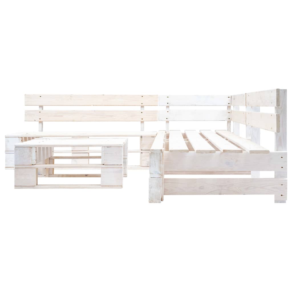 vidaXL Set Divani da Giardino su Pallet 4 pz in Legno Bianco