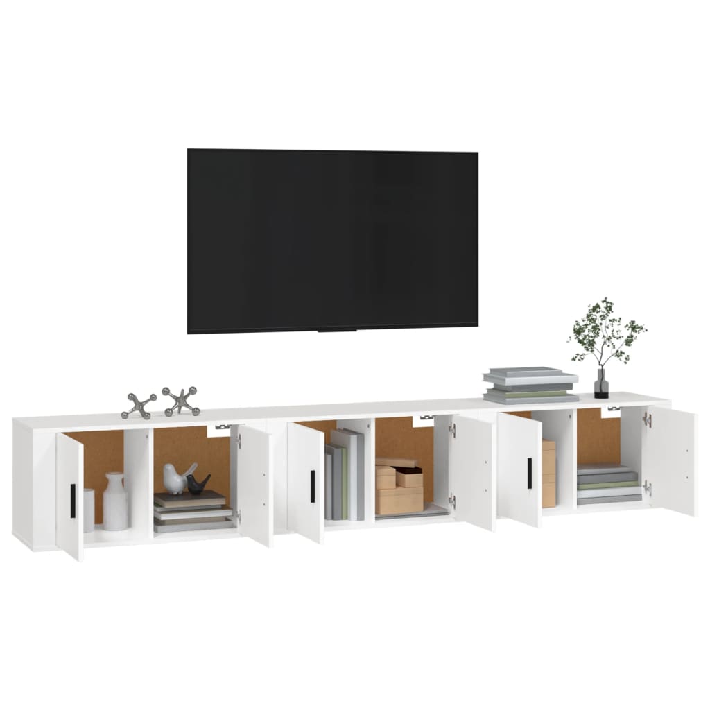 vidaXL Mobili Porta TV a Parete 3 pz Bianco 80x34,5x40 cm