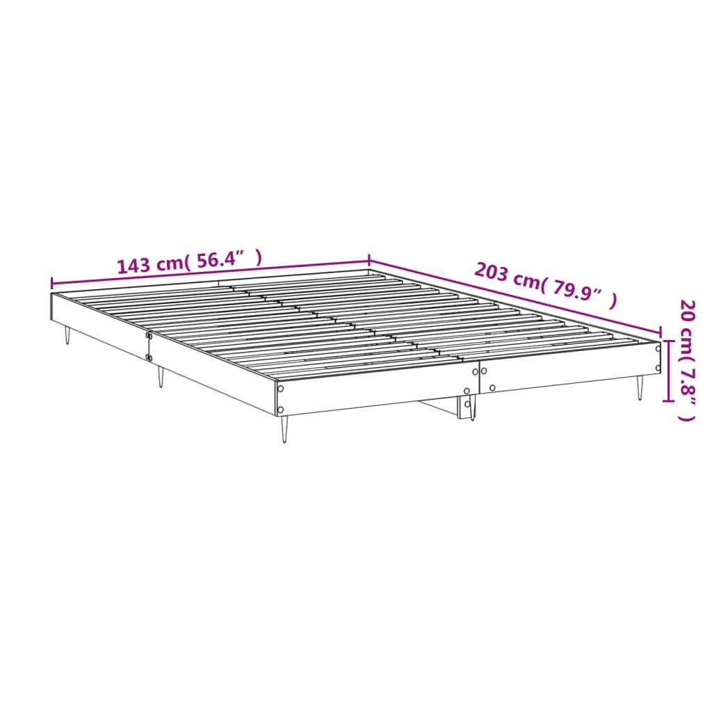 vidaXL Giroletto Grigio Sonoma 140x200 cm in Legno Multistrato