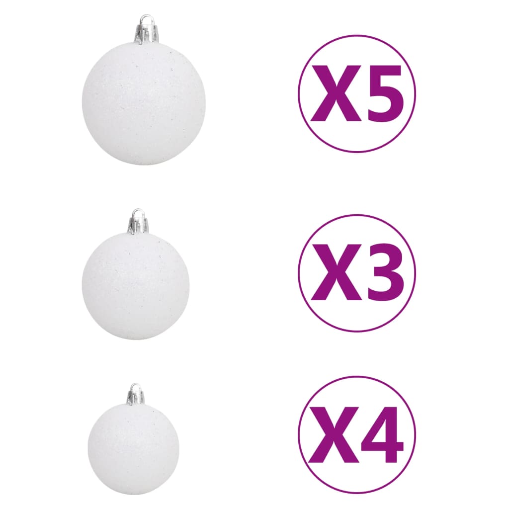 vidaXL Albero di Natale Preilluminato con Palline Argento 120 cm PET