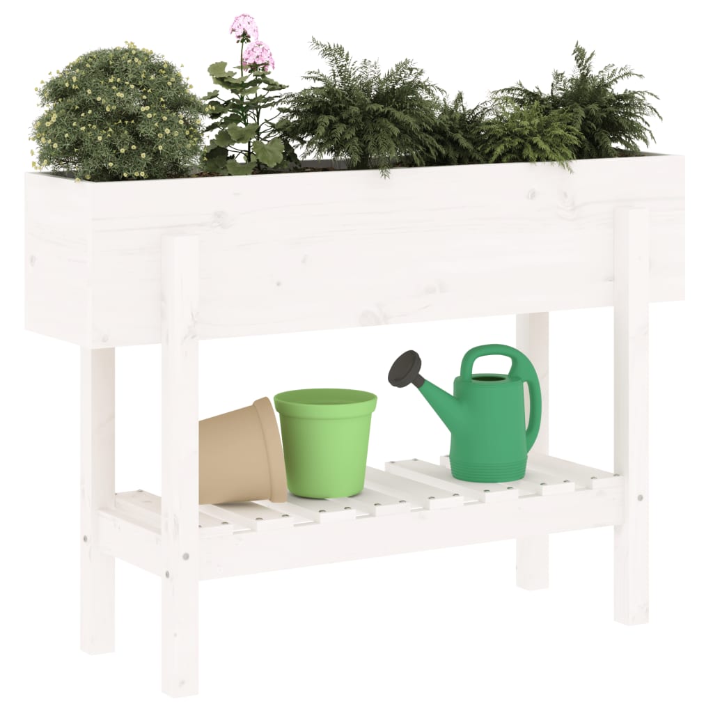 vidaXL Fioriera Rialzata da Giardino Bianca 101x30x69 cm Massello Pino