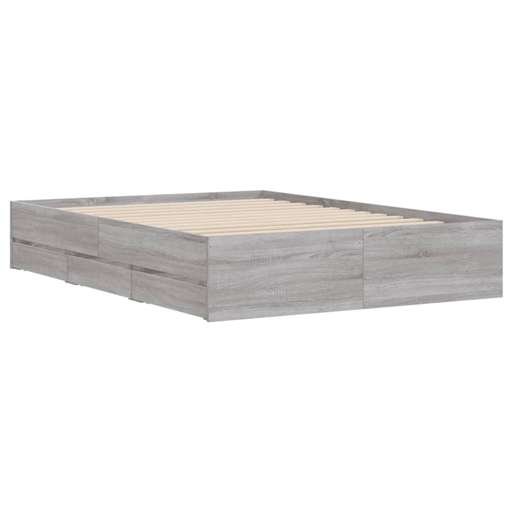 vidaXL Giroletto Cassetti Grigio Sonoma 135x190 cm Legno Multistrato