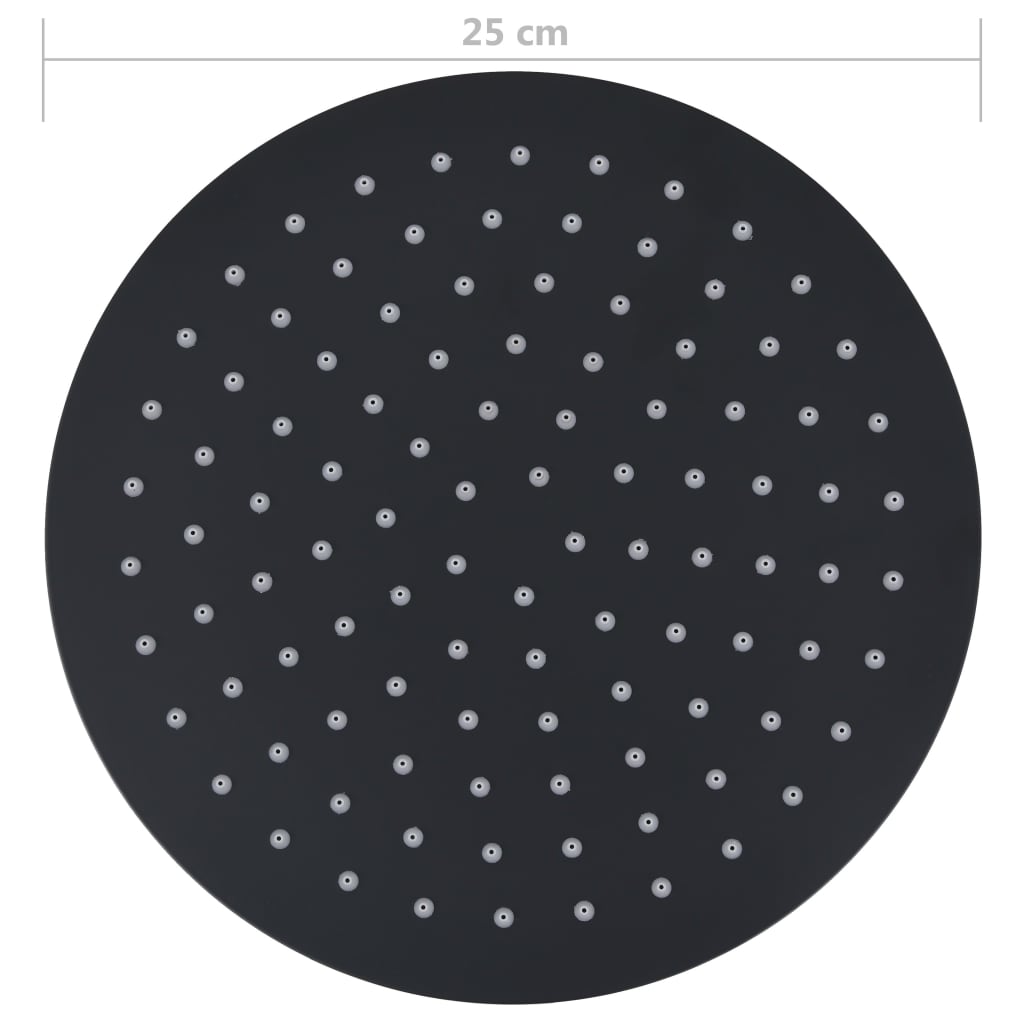 vidaXL Testa Doccia a Pioggia in Acciaio Inox 25 cm Rotonda Nera