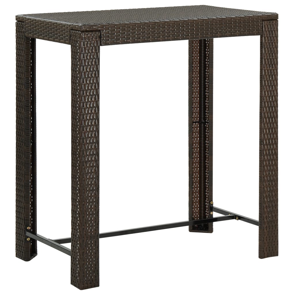 vidaXL Tavolo da Bar da Giardino Marrone 100x60,5x110,5 cm Polyrattan