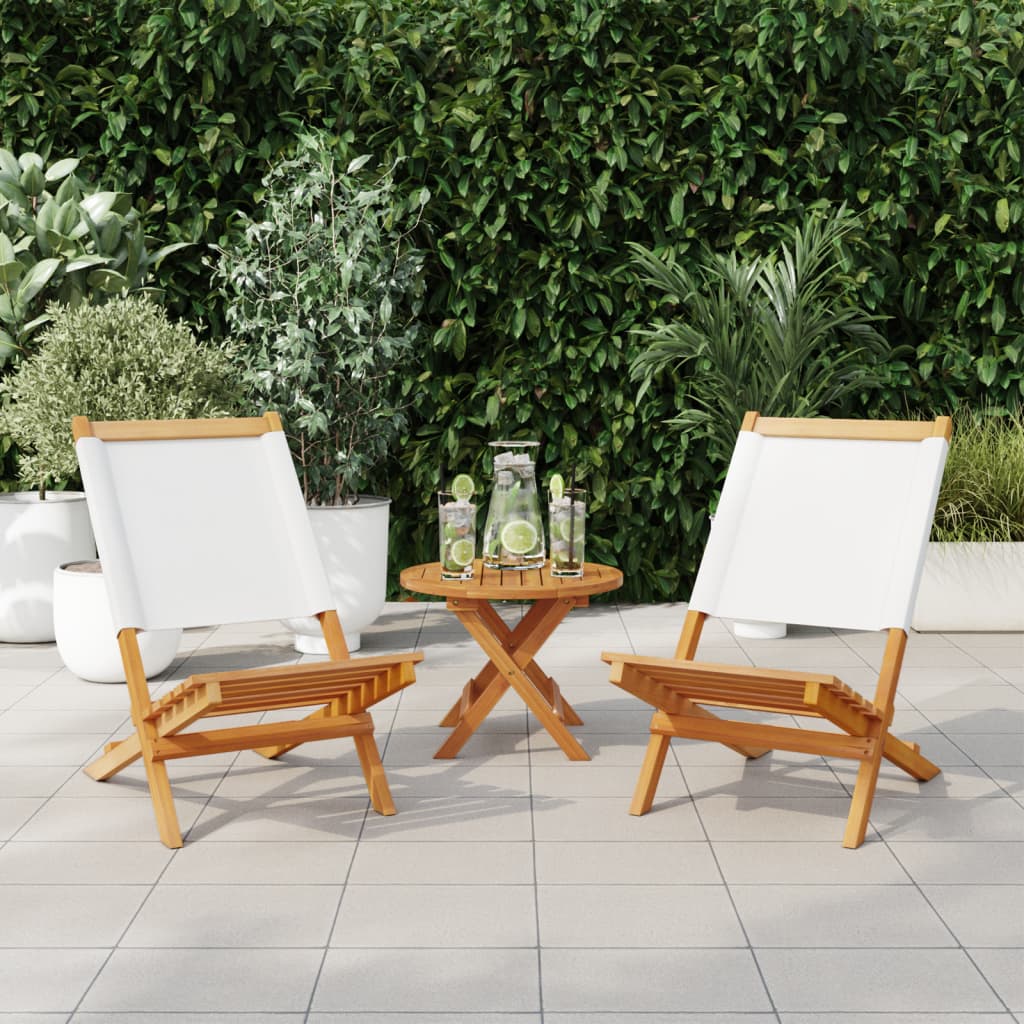 vidaXL Sedie Giardino 2pz Bianco Crema Legno Massello Acacia e Tessuto