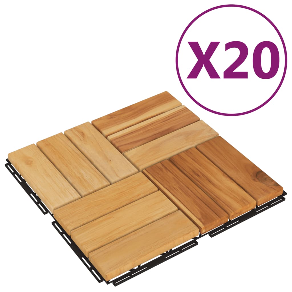 vidaXL Piastrelle per Esterni 20pz 30x30 cm Legno Massello di Teak