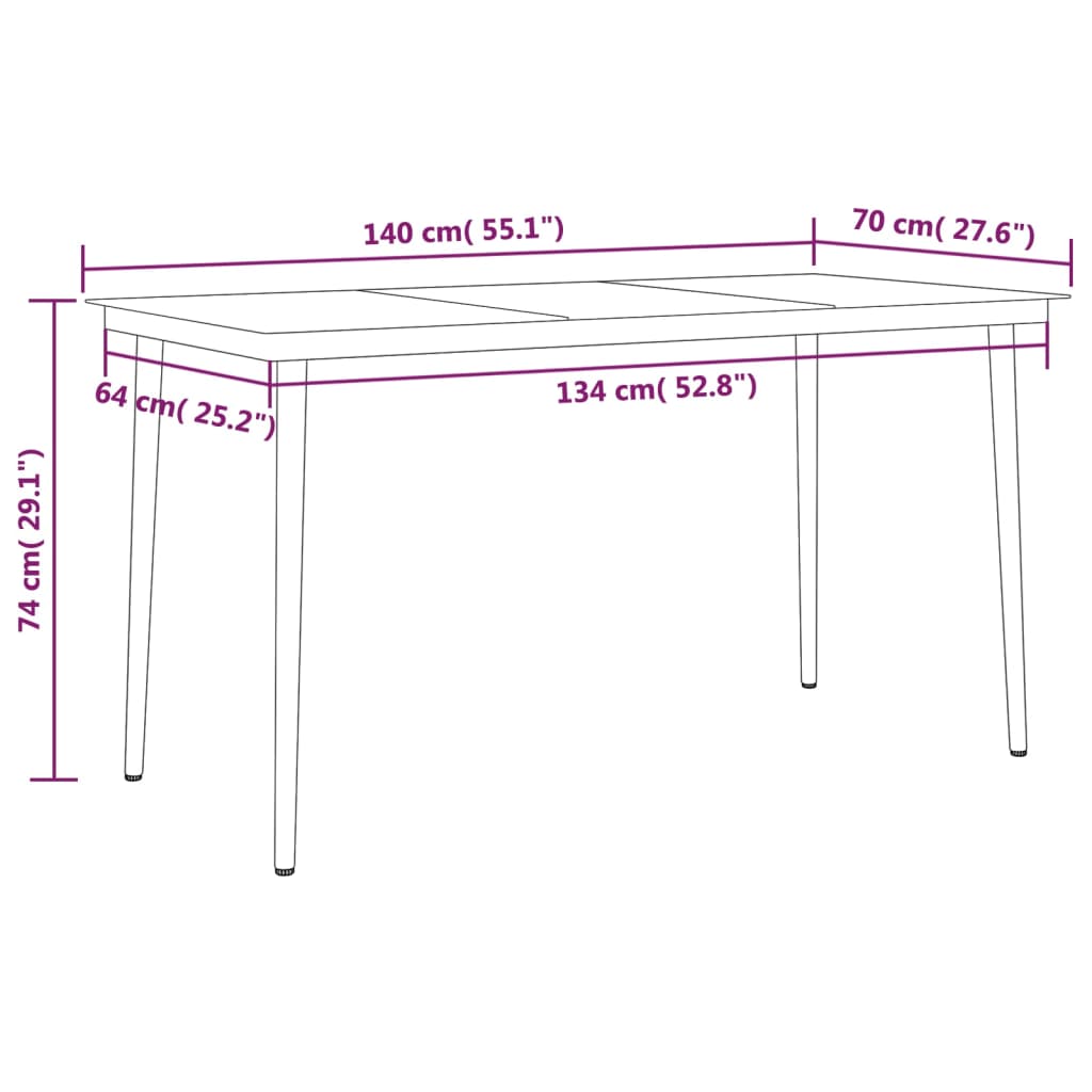 vidaXL Set da Pranzo da Giardino 5 pz Nero