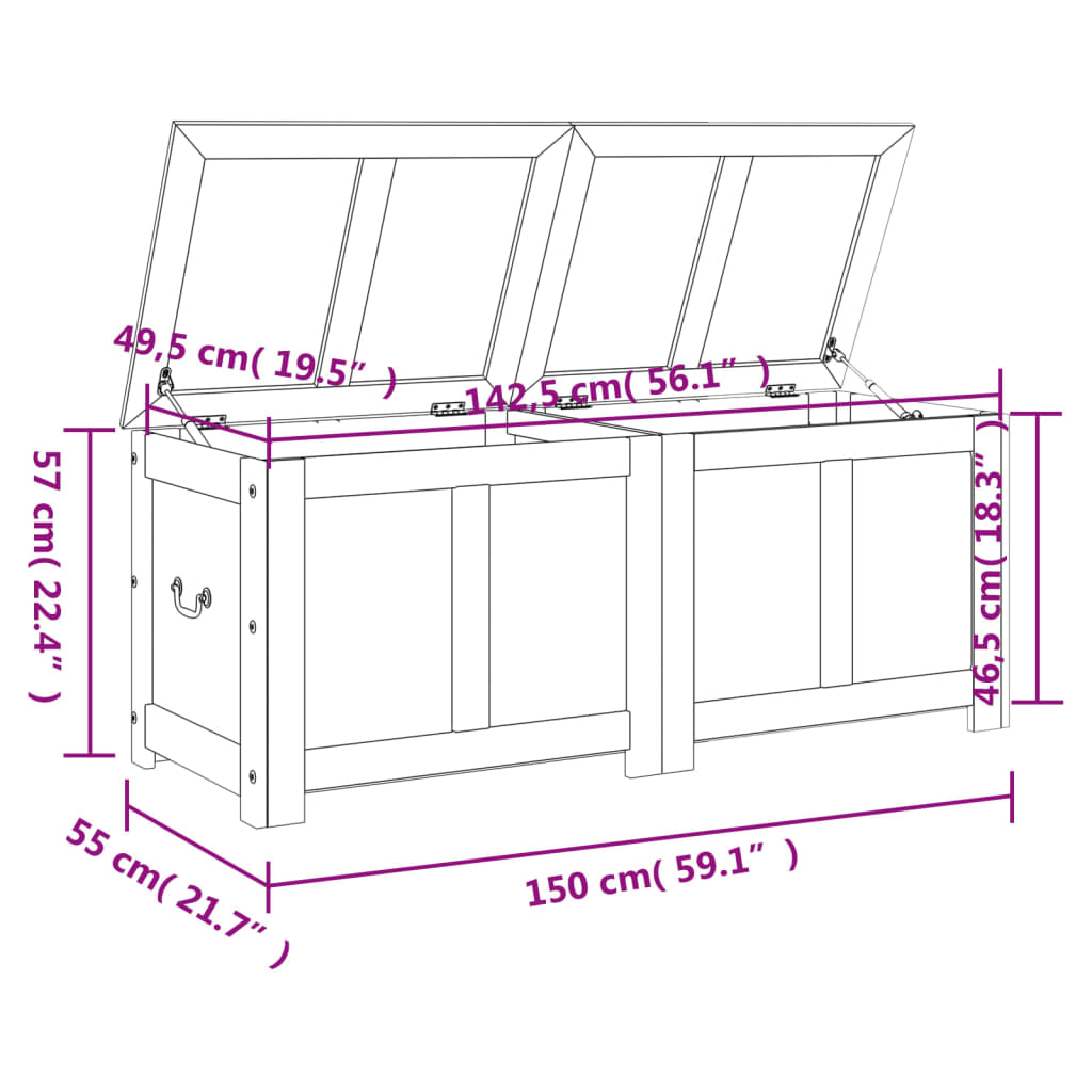 vidaXL Cassapanca con Coperchio Marrone in Legno Massello di Acacia