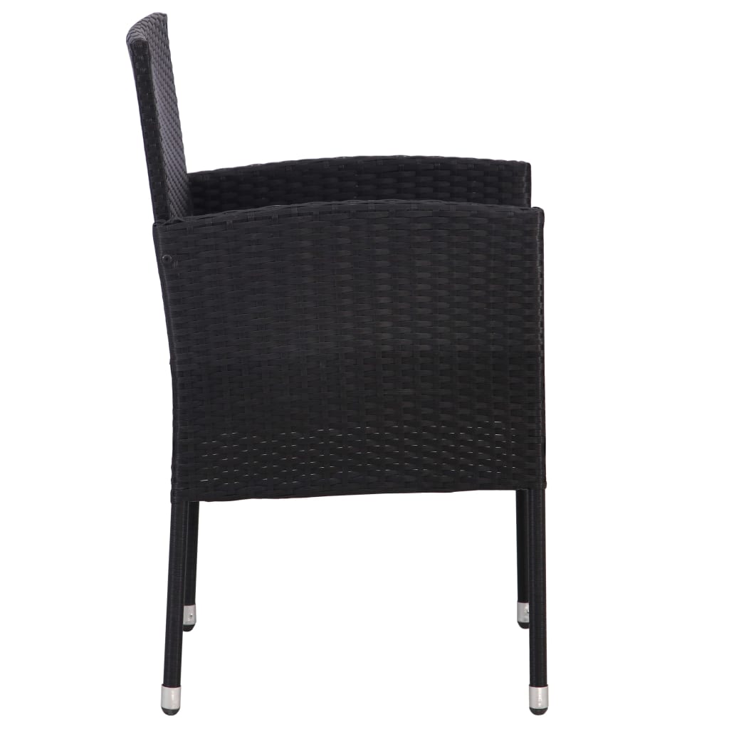 vidaXL Set da Pranzo da Giardino 5 pz Nero in Polyrattan e Acciaio