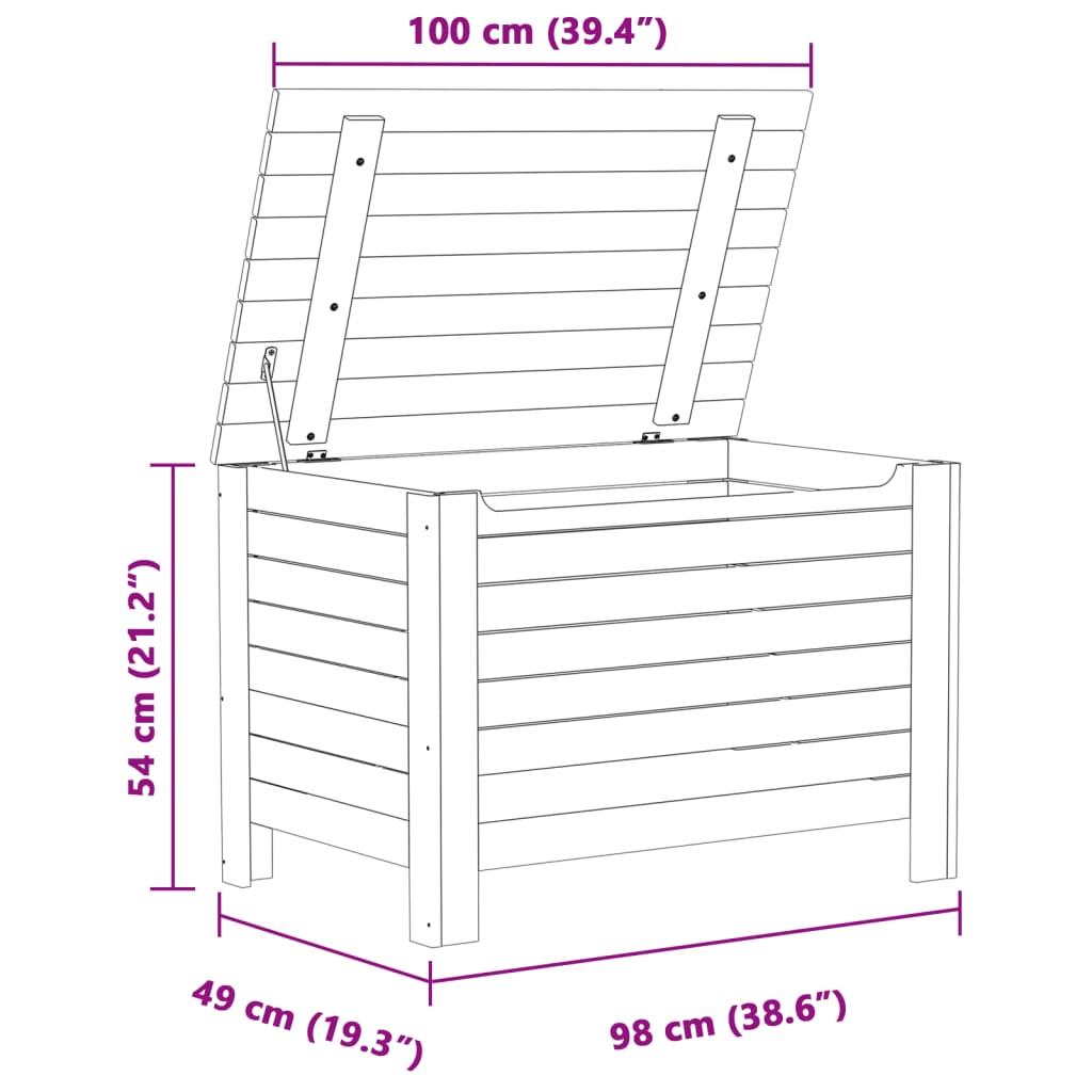 vidaXL Contenitore con Coperchio RANA Bianco 100x49x54cm Massello Pino