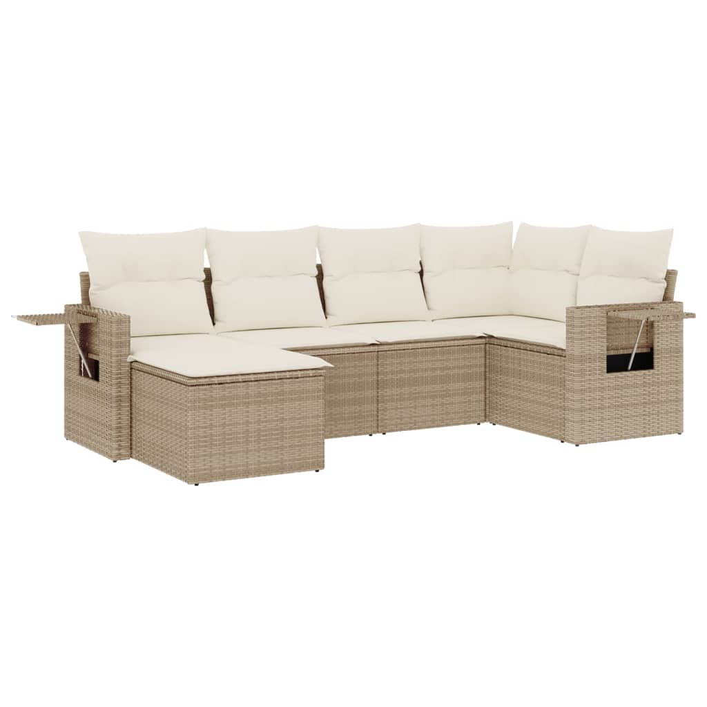 vidaXL Set Divano da Giardino 6 pz con Cuscini Beige in Polyrattan