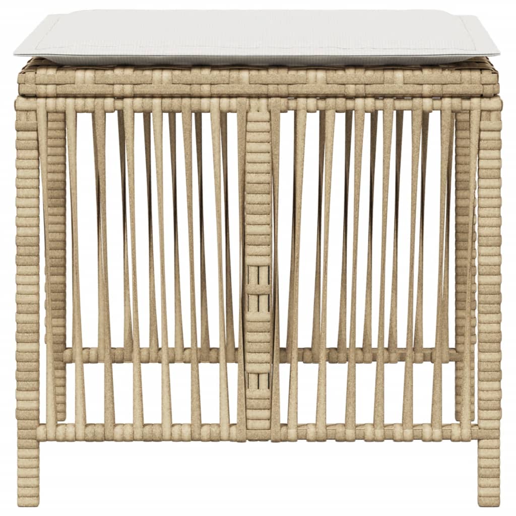 vidaXL Sgabelli Giardino con Cuscini 4pz Beige 41x41x36cm Polyrattan