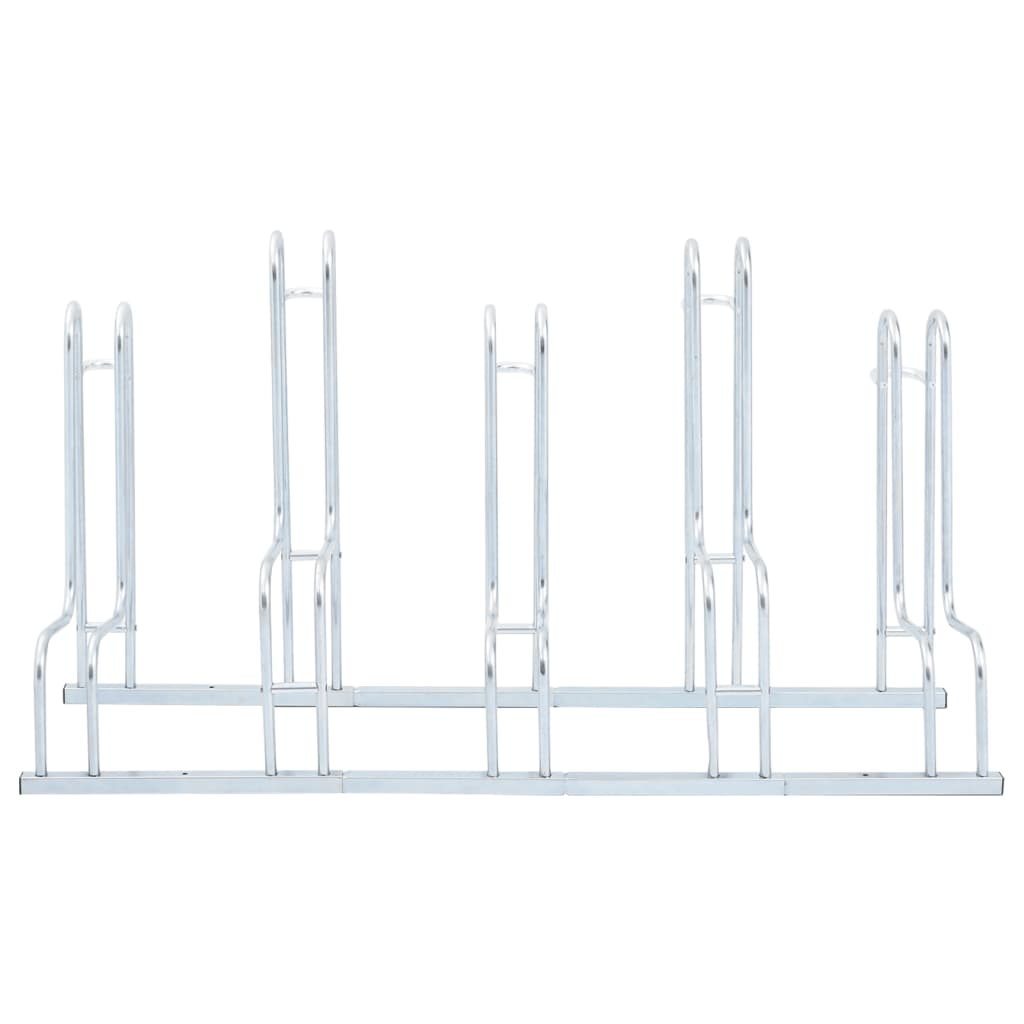 vidaXL Supporto per 5 Bici da Pavimento Autoportante Acciaio Zincato