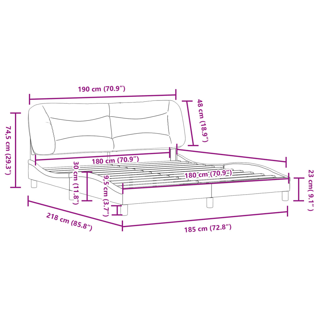 vidaXL Giroletto senza Materasso Grigio Chiaro 180x200 cm Tessuto