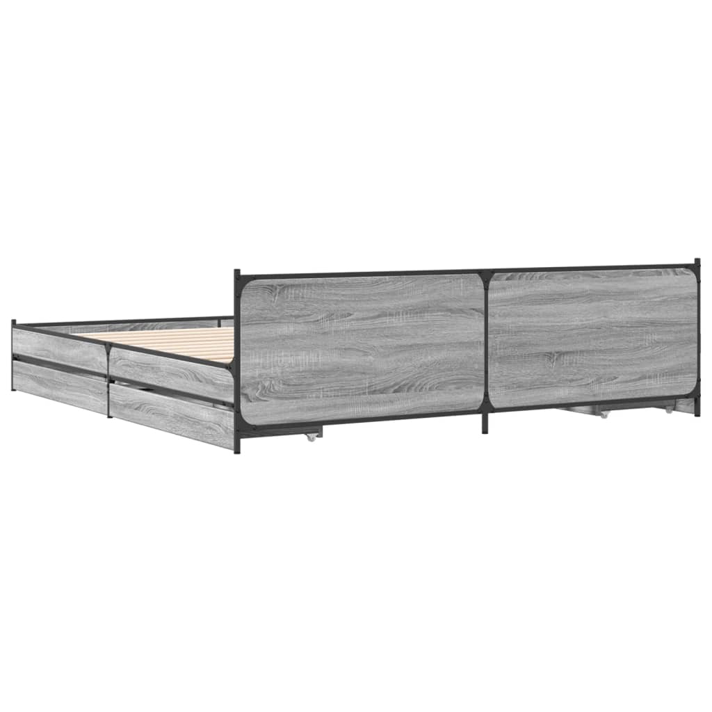 vidaXL Giroletto Cassetti Grigio Sonoma 200x200 cm Legno Multistrato