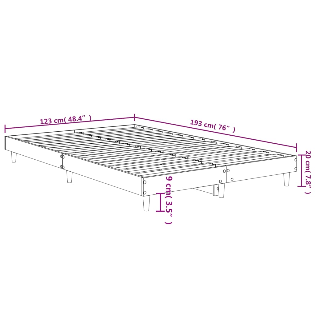 vidaXL Giroletto senza Materasso Rovere Sonoma 120x190cm in Truciolato