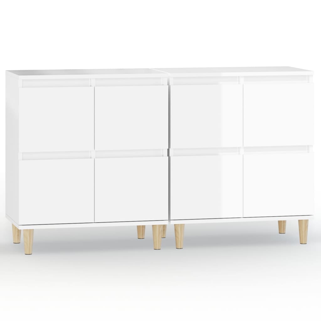 vidaXL Credenze 2pz Bianco Lucido 60x35x70 cm in Legno Multistrato