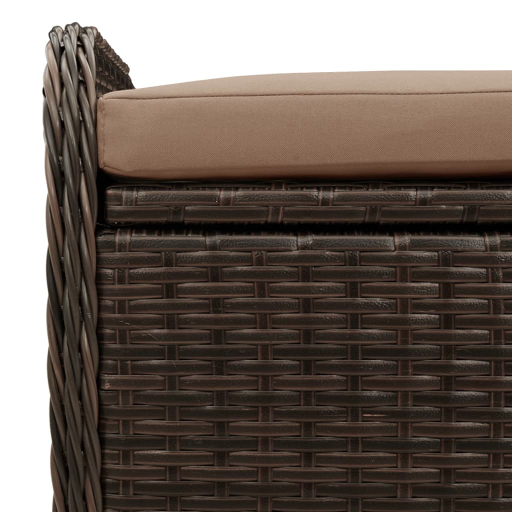 vidaXL Cassapanca con Cuscino Marrone 115x51x52 cm in Polyrattan