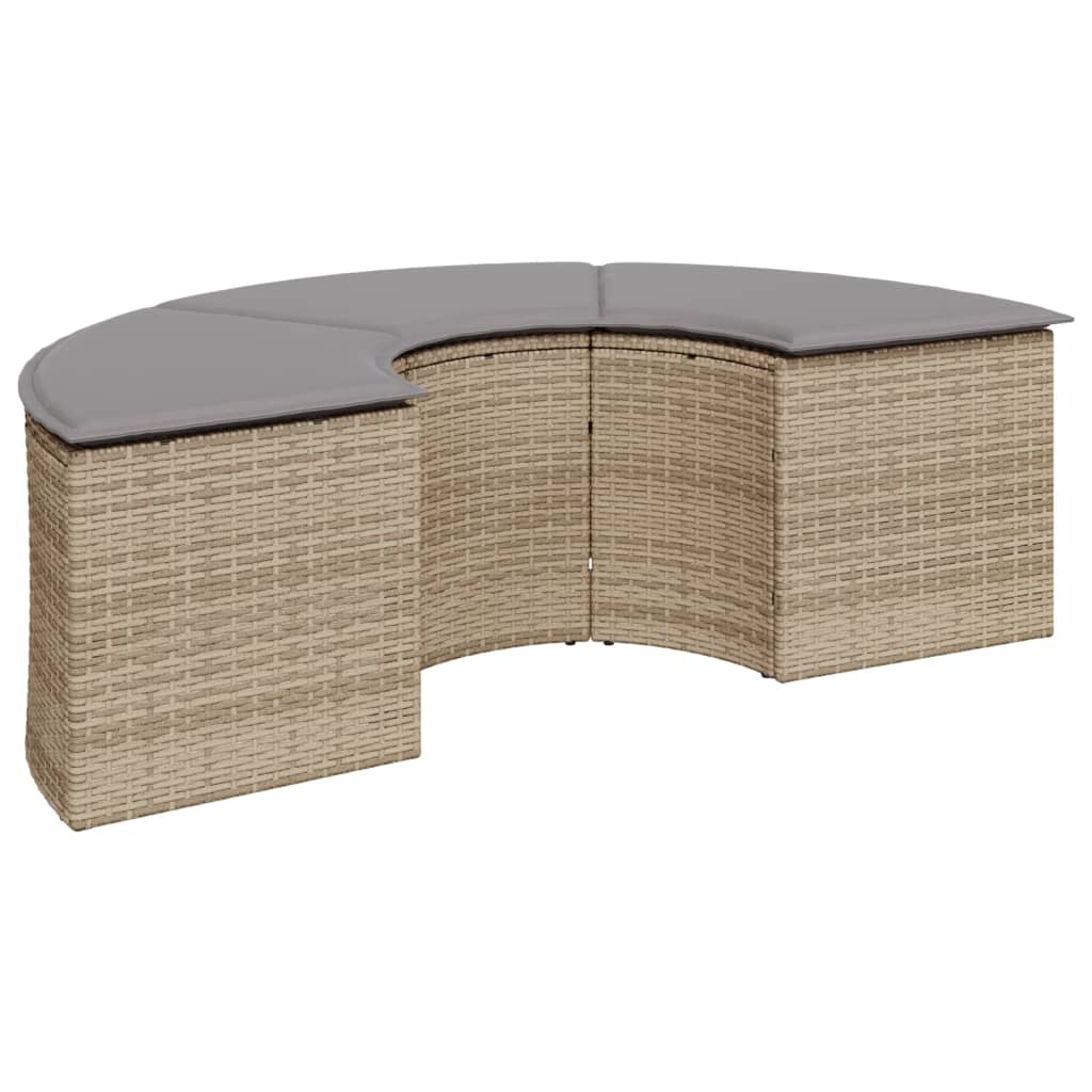 vidaXL Set Divani da Giardino Semicircolare 2 pz in Polyrattan Beige