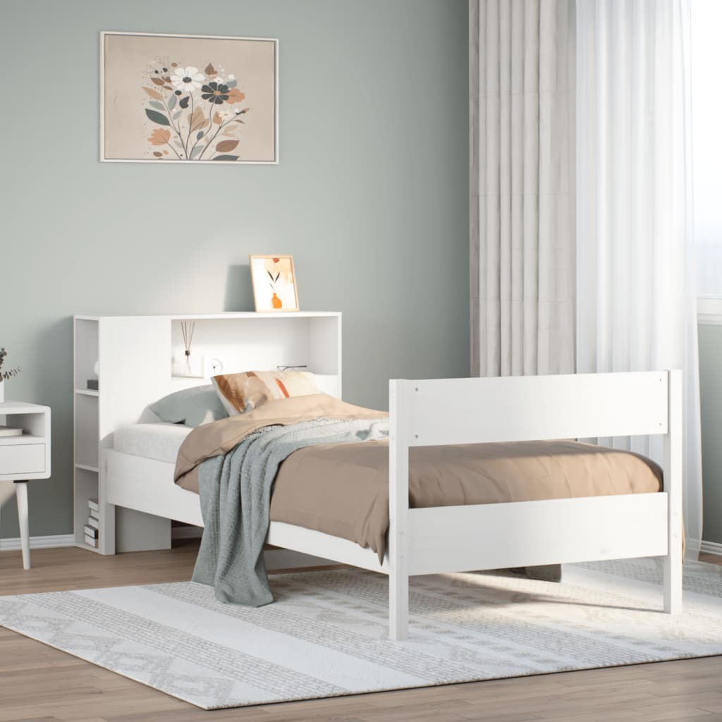 vidaXL Letto Libreria senza Materasso Bianco 100x200 cm Legno di Pino