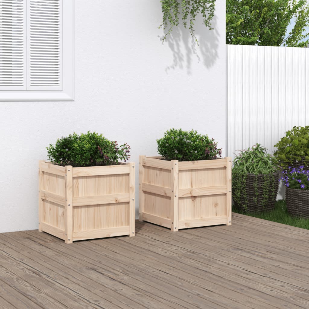 vidaXL Fioriere da Giardino 2 pz in Legno Massello di Pino