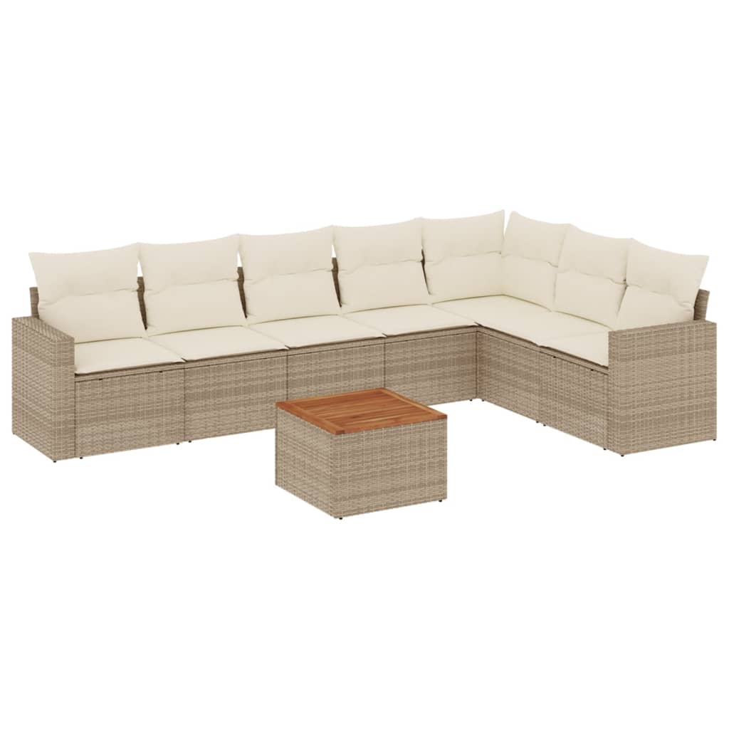 vidaXL Set Divano da Giardino 8 pz con Cuscini Beige in Polyrattan