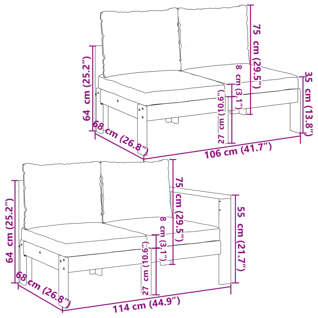 vidaXL Set Divano Giardino 9 pz con Cuscini Legno Massello di Acacia