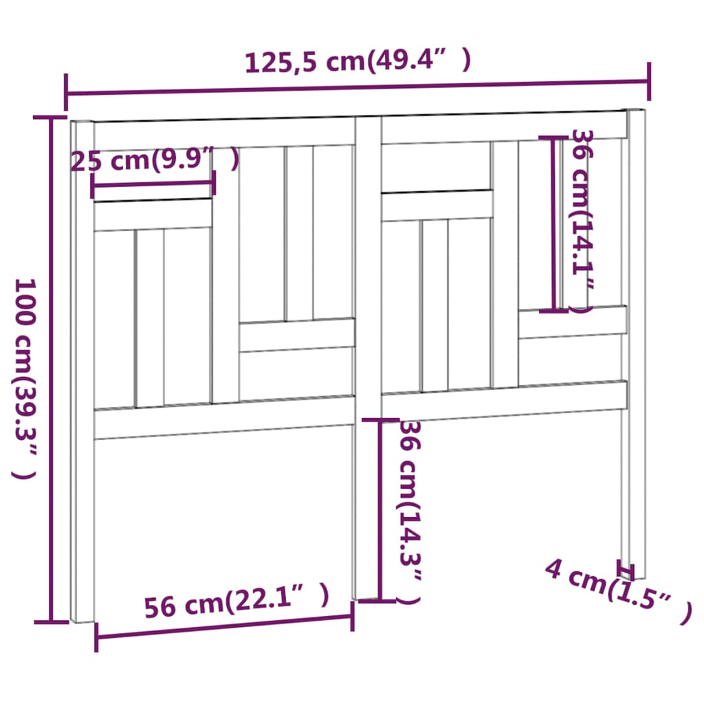 vidaXL Testiera Letto 125,5x4x100 cm in Legno Massello di Pino