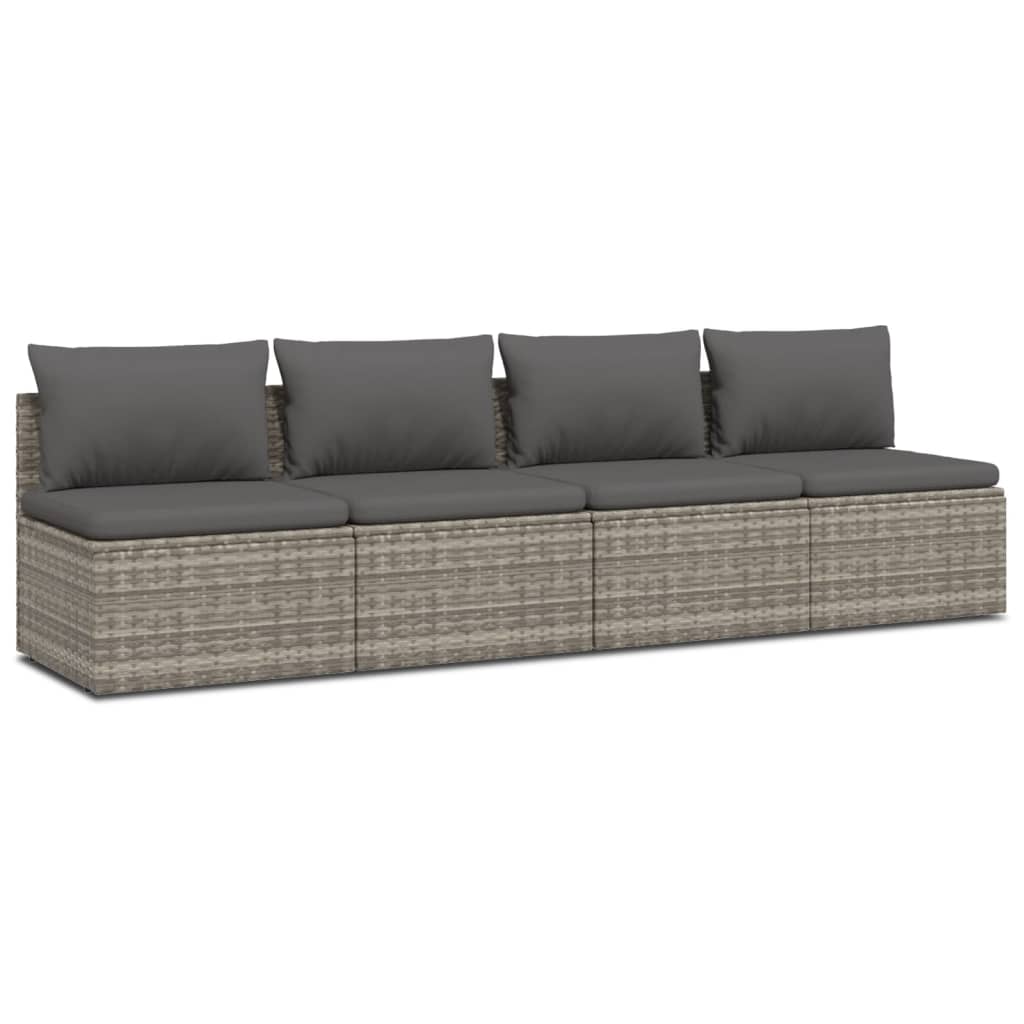 vidaXL Set Divani da Giardino 4 pz con Cuscini in Polyrattan Grigio