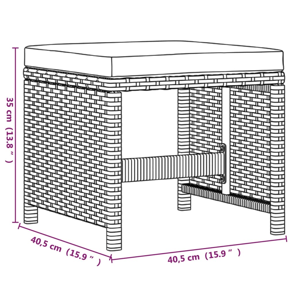 vidaXL Set da Pranzo per Giardino 19 pz con Cuscini in Polyrattan Nero